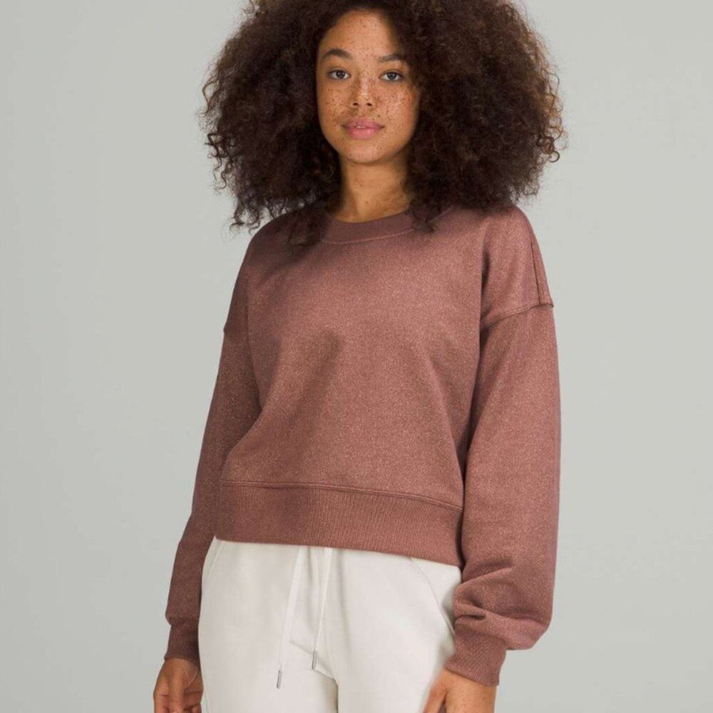 NWT Smoky Topaz Sparkle lululemon Perfectly Oversized Crop Crew Sz 2